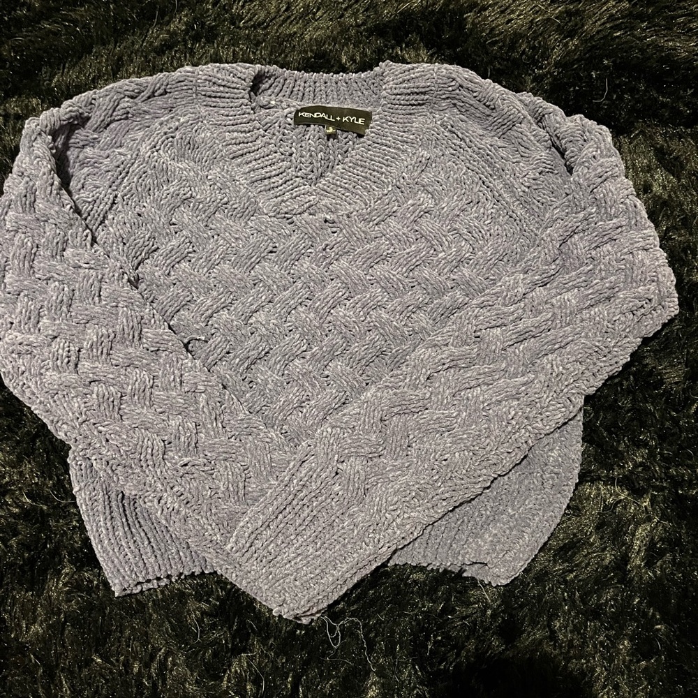 Kendall and Kylie knit dark purple blue sweater